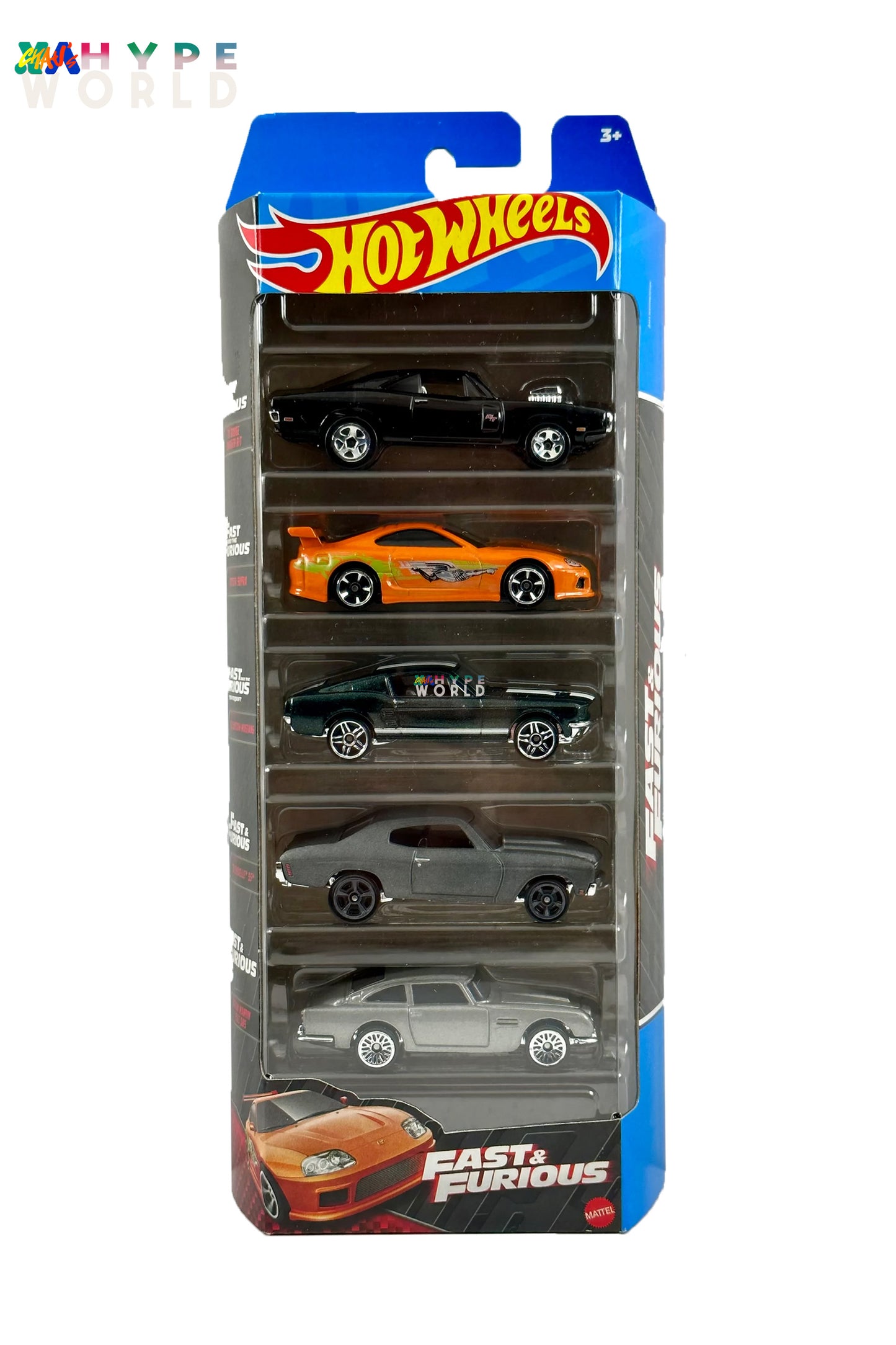 Hot Wheels Fast and Furious 5 Pack Supra Charger Mustang Aston Chevelle 2023