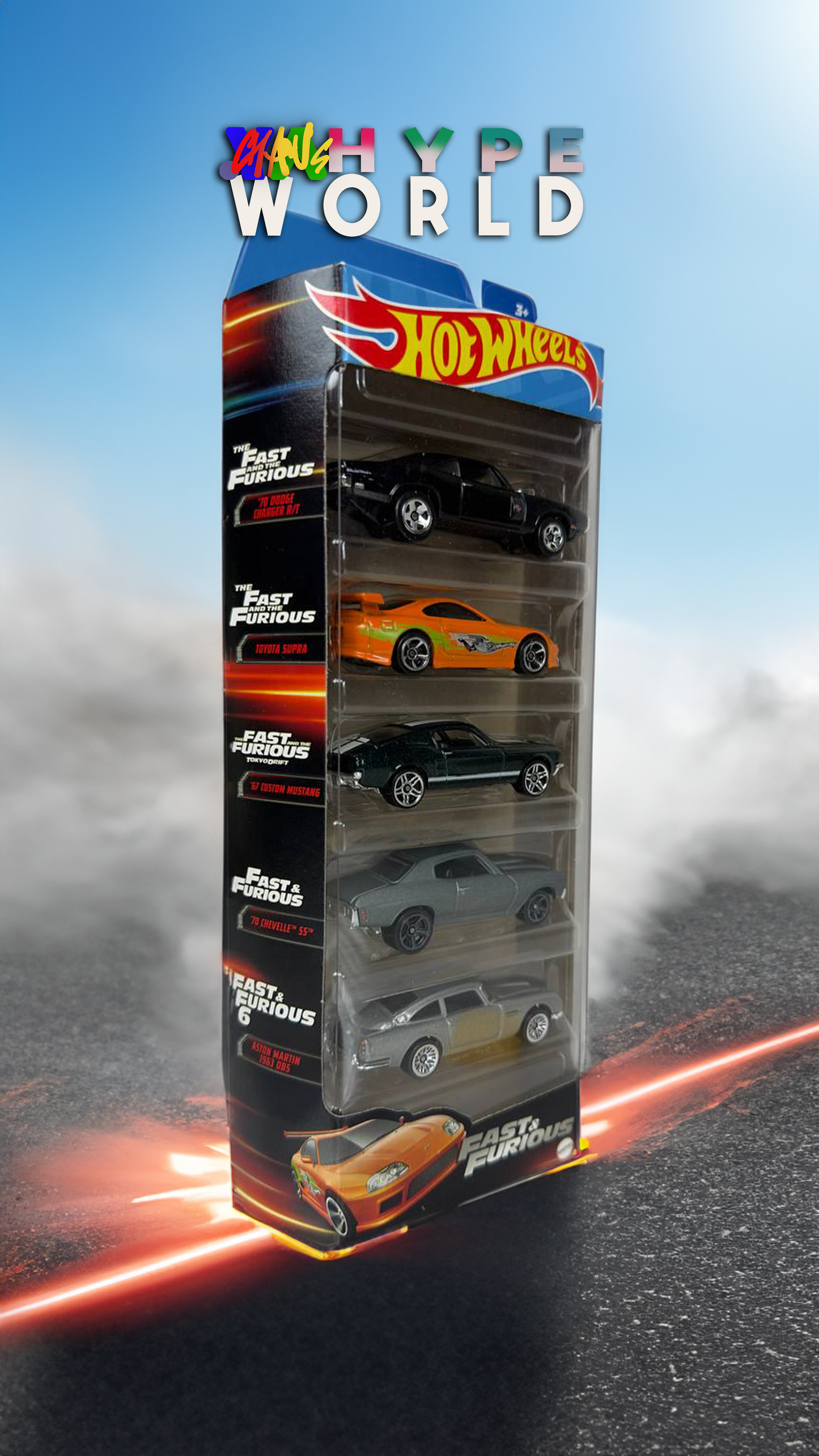 Hot Wheels Fast and Furious 5 Pack Supra Charger Mustang Aston Chevelle 2023