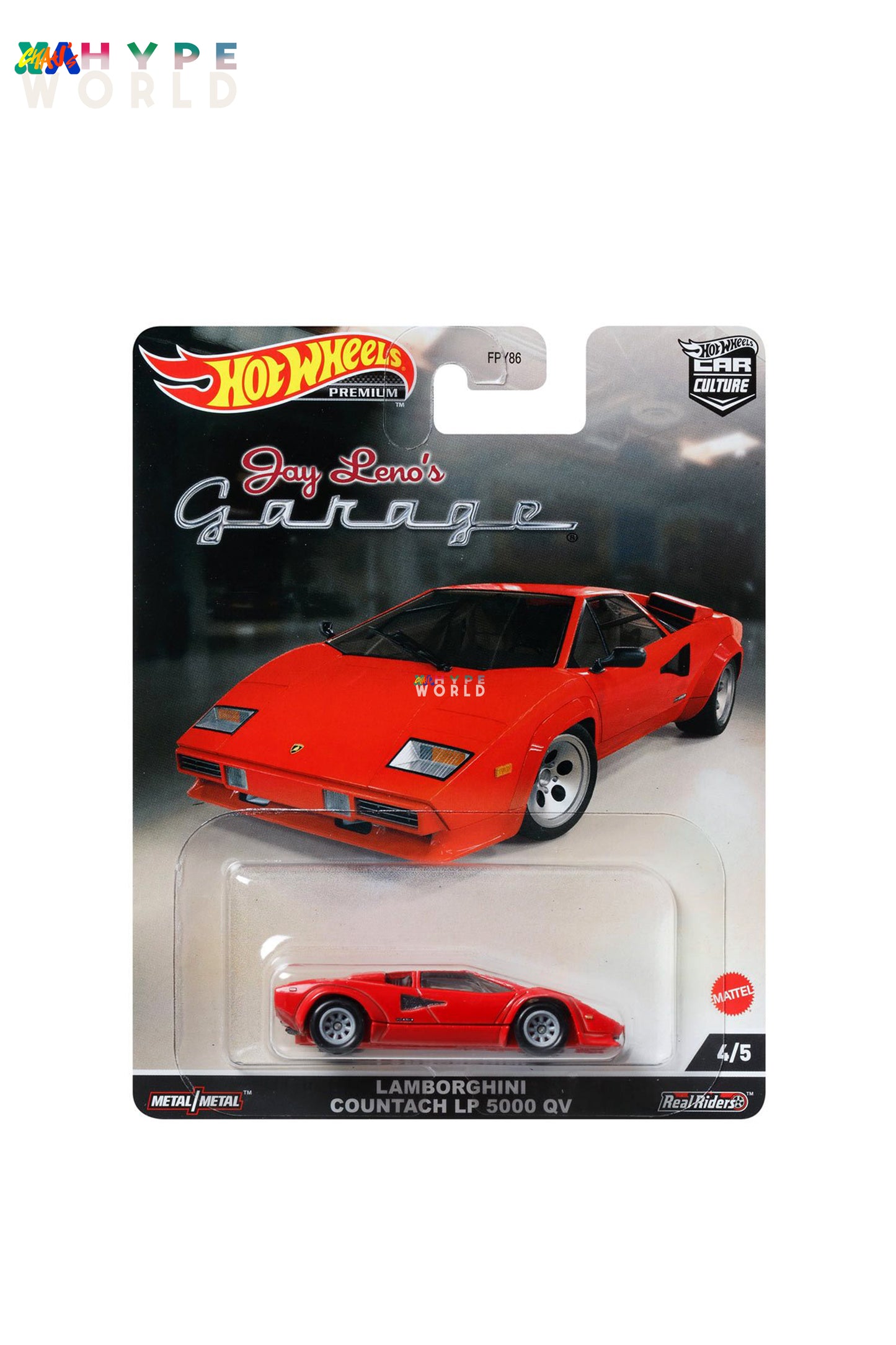 Hot Wheels Premium - 2022 Car Culture Jay Leno’s Garage Lamborghini Countach LP 5000 QV Red